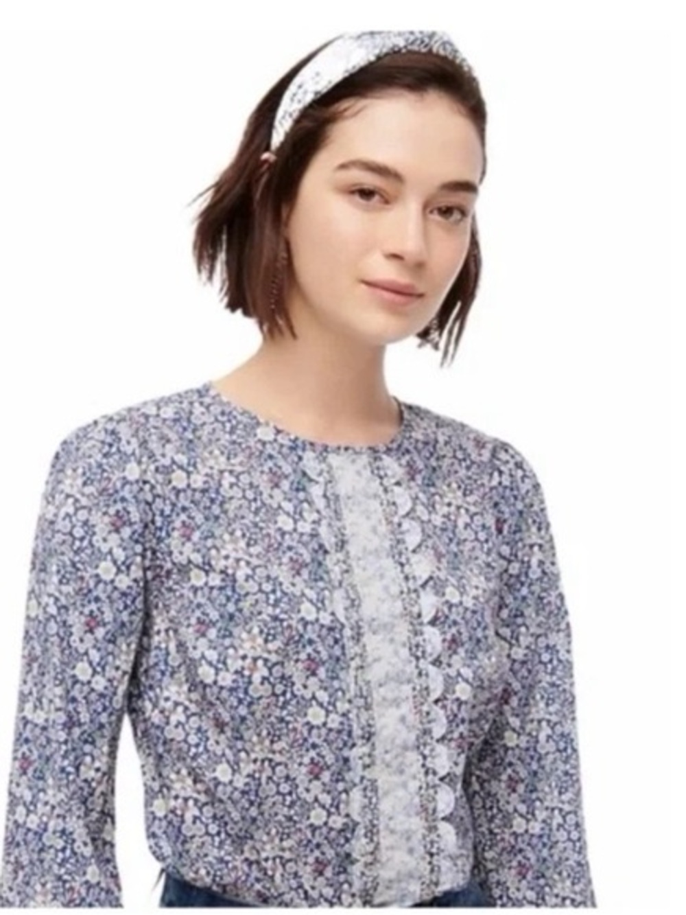 J. Crew Liberty London Scalloped Floral Blouse